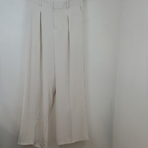 Sarin Mathews Cream Wide-Leg Pleated Pants